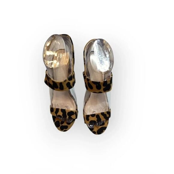 Charlotte Russe sexy Cheetah print black brown‎ heeled sandal open toe - Picture 1 of 9